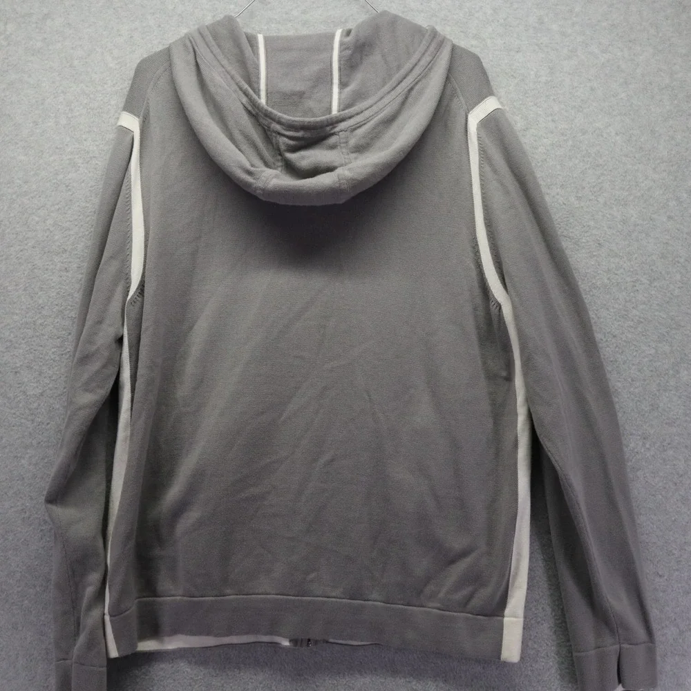 Banana Republic Hoodie Mens Large Full Zip Knit Jacket Gray‎ White Long Sleeve